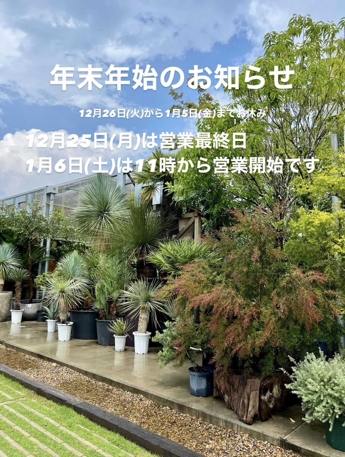 年末年始のお知らせ